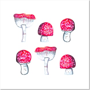 Red Amanita Mushrooms Posters and Art